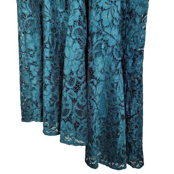 NWT Sam Edelman Women's Dark Green Asymmetrical Lace Short Sleeve Dress Size 12 - Picture 13 of 16